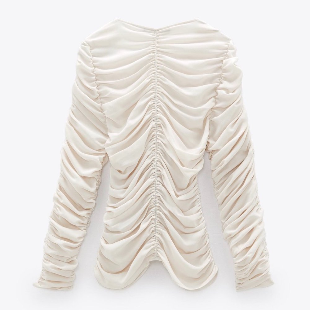 NWT Zara Ruched Long Sleeve Top - Picture 8 of 8